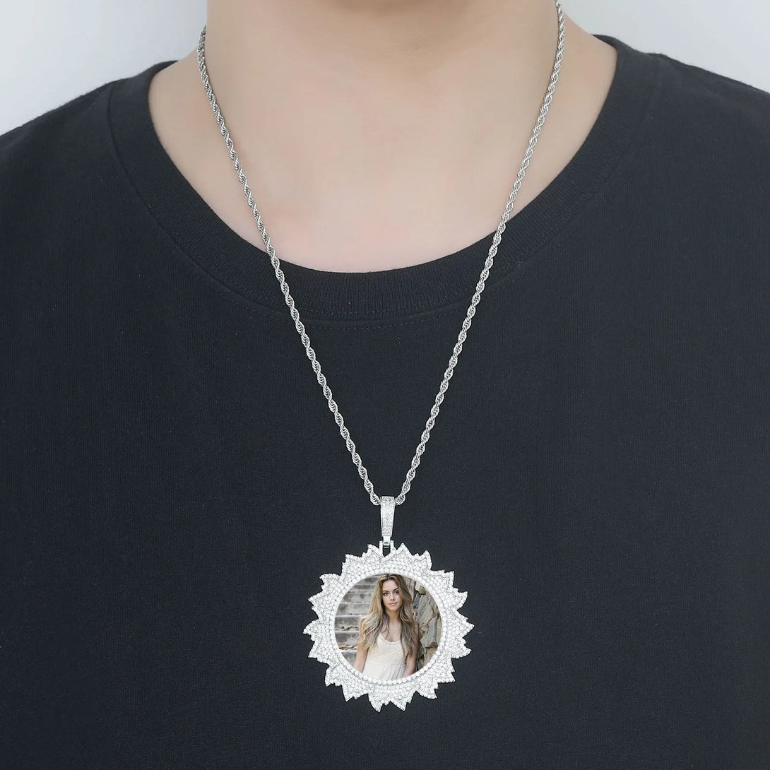 Custom Flower Picture Pendant Necklace