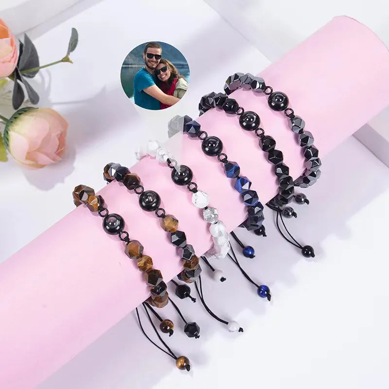 Custom Black Magnetite Photo Projection Bracelet