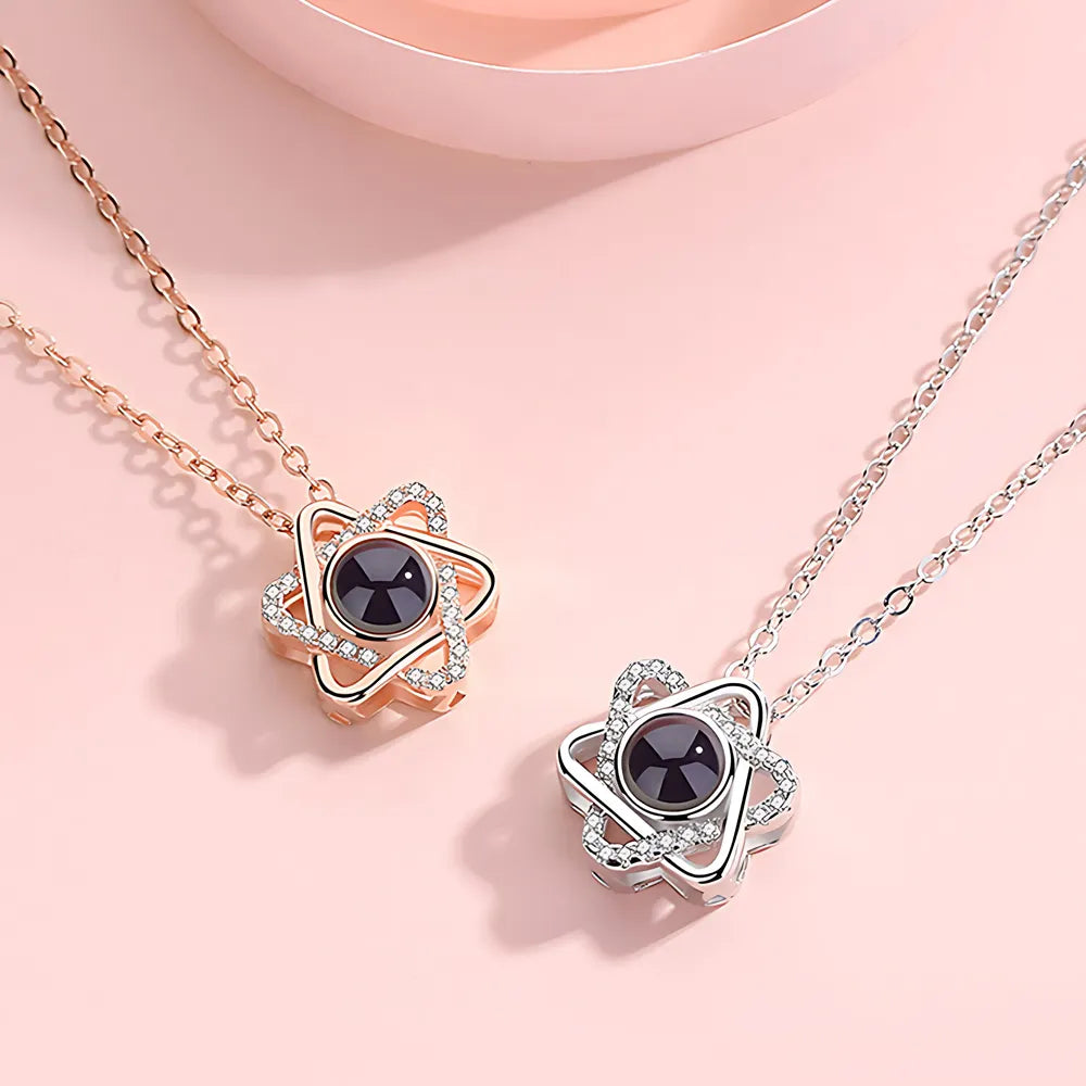 Custom Star of David projection necklace with hidden photo