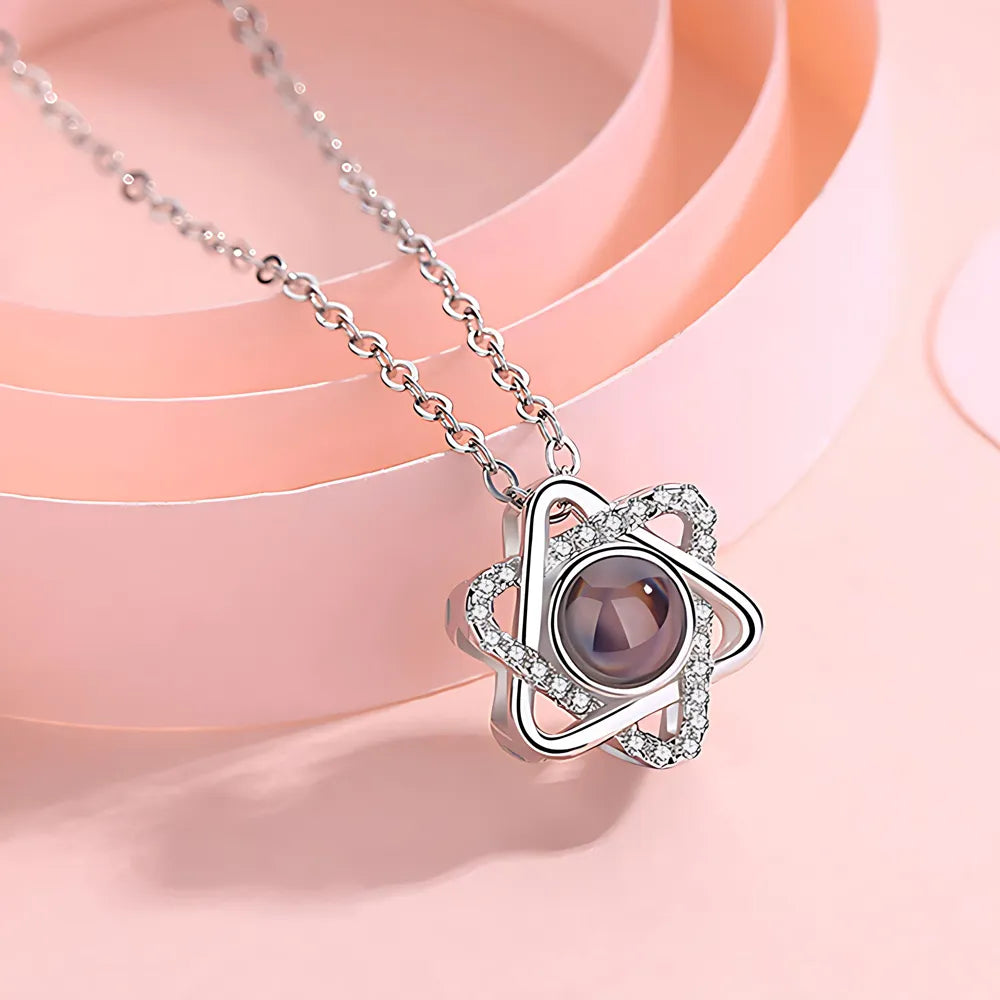 Custom Star of David projection necklace with hidden photo