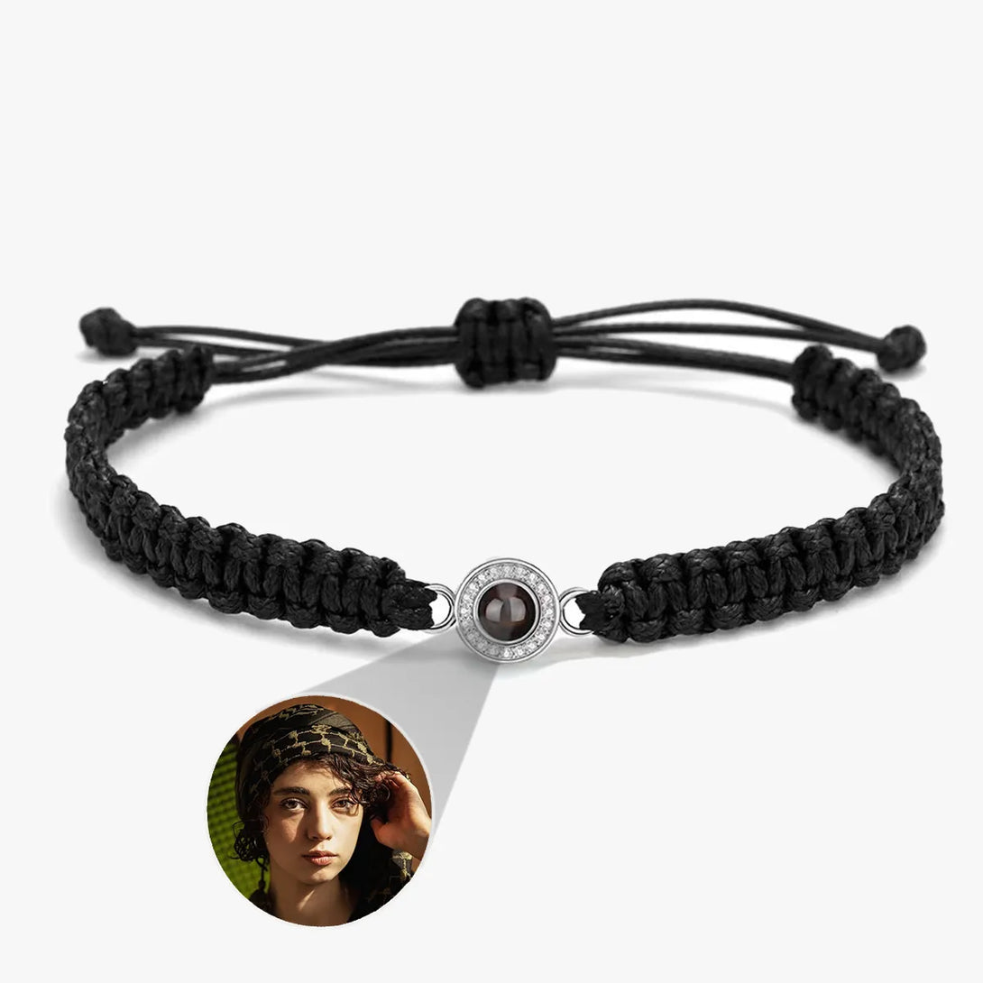 custom circle Photo Bracelet black