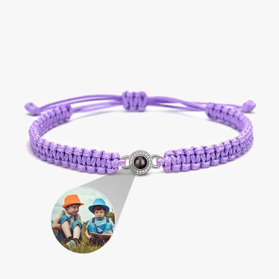 custom circle Photo Bracelet purple