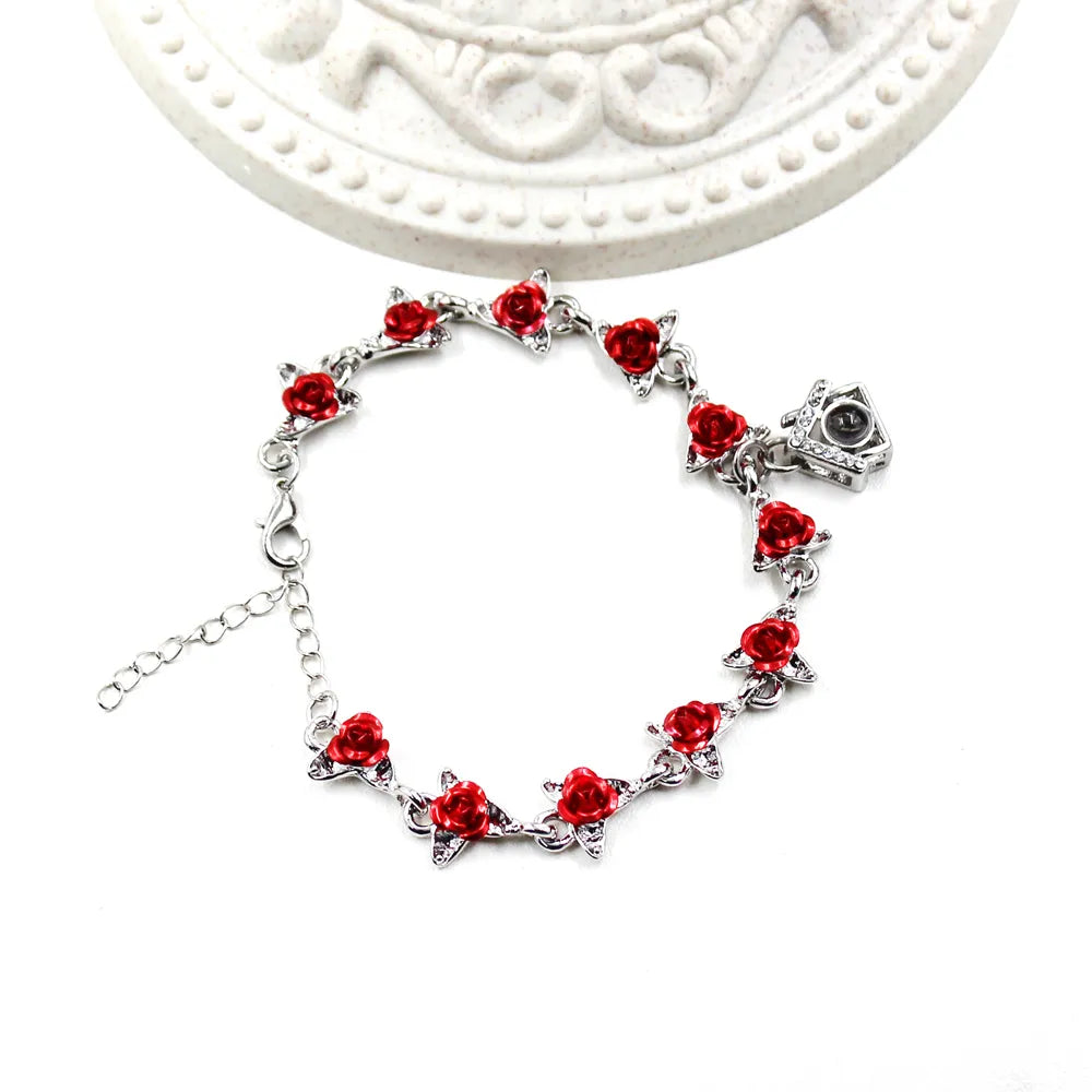 Custom Photo Projection Bracelet - Rose & House Charm Design