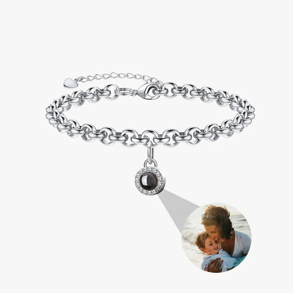 Custom Photo Projection Bracelet - Bubble Pendant with Zircon