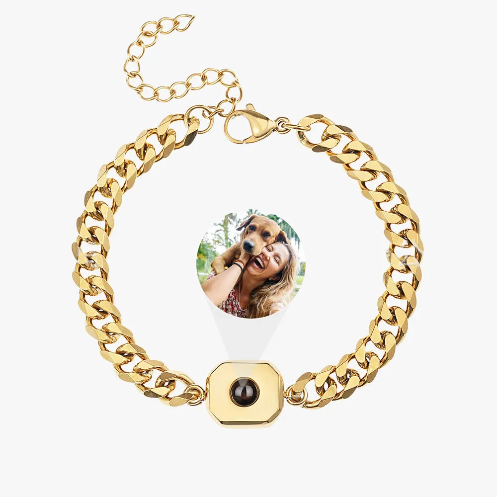 Custom Photo Projection Bracelet - Square Charm
