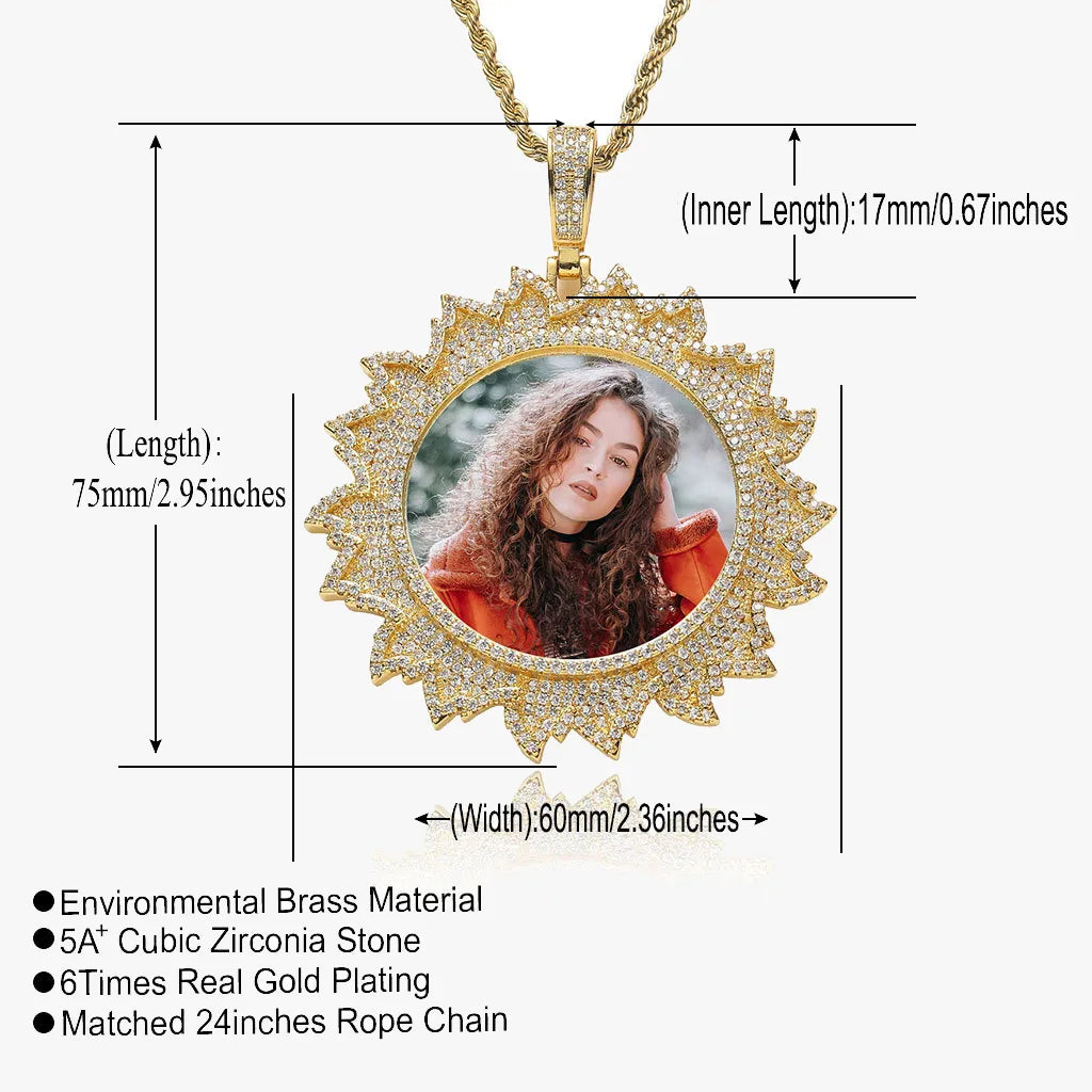 Custom Flower Picture Pendant Necklace