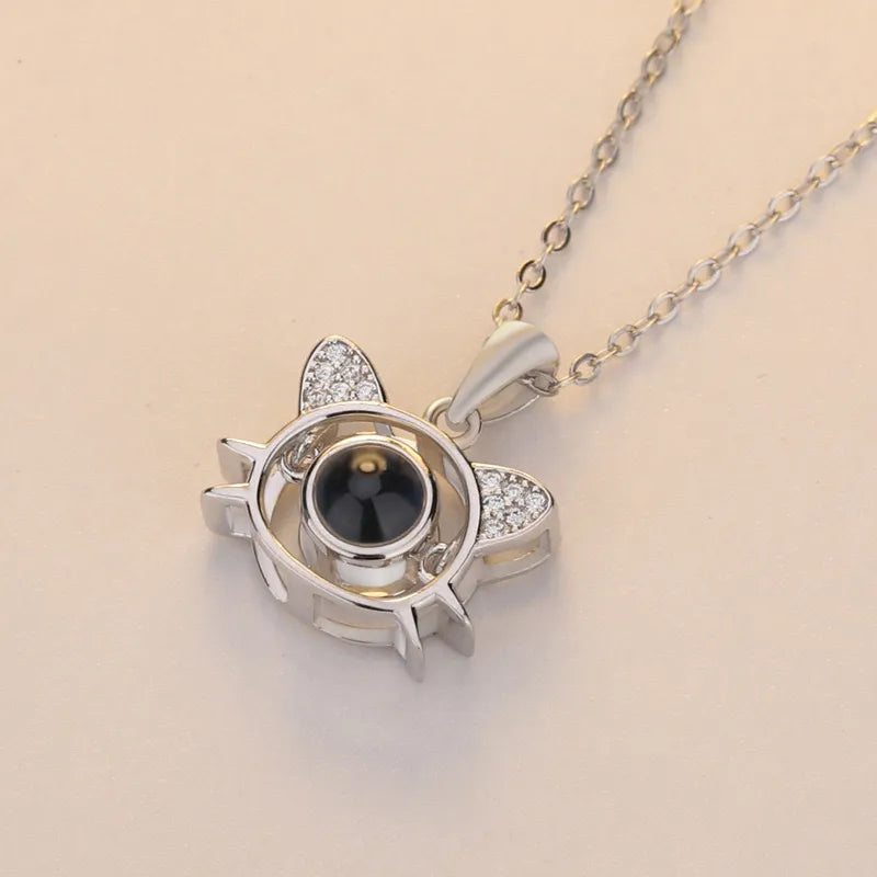 custom photo necklace cat face 
