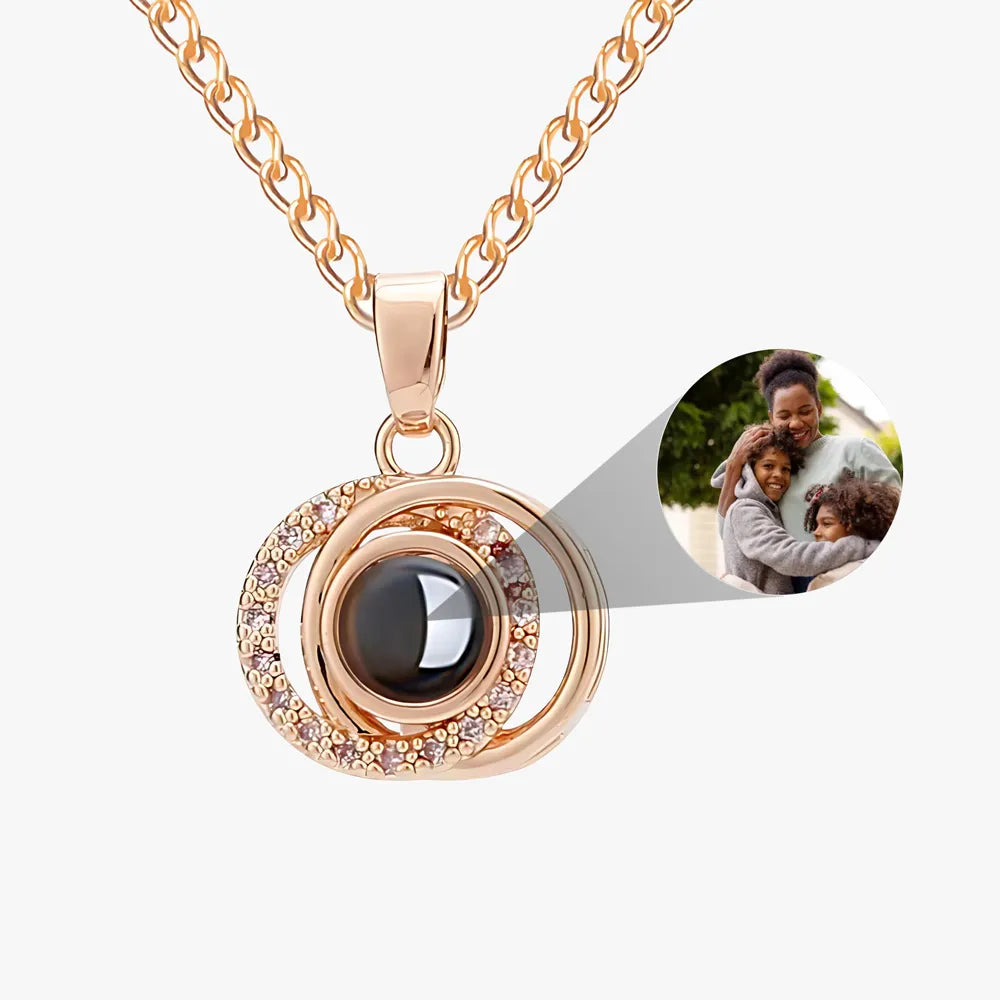 Personalized circle pendant photo projection necklace for memorial gift