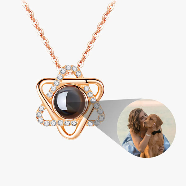 Custom Star of David projection necklace with hidden photo
