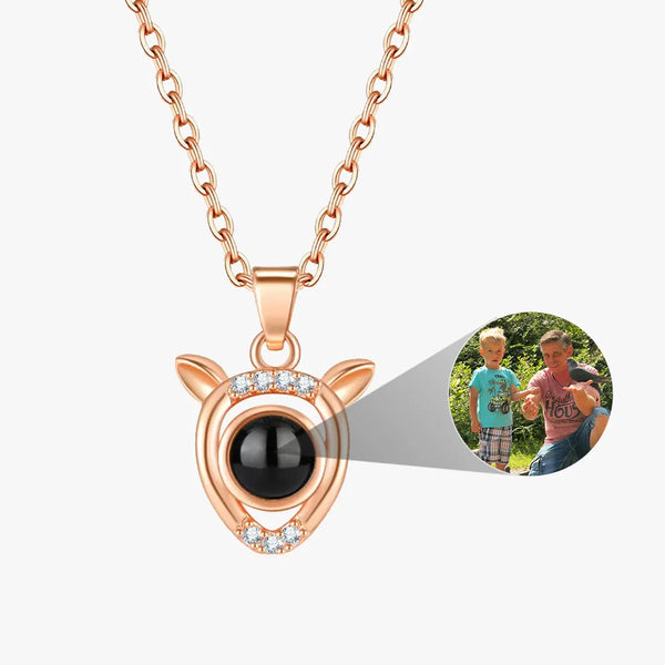 Cute sheep head photo projection necklace with custom image inside