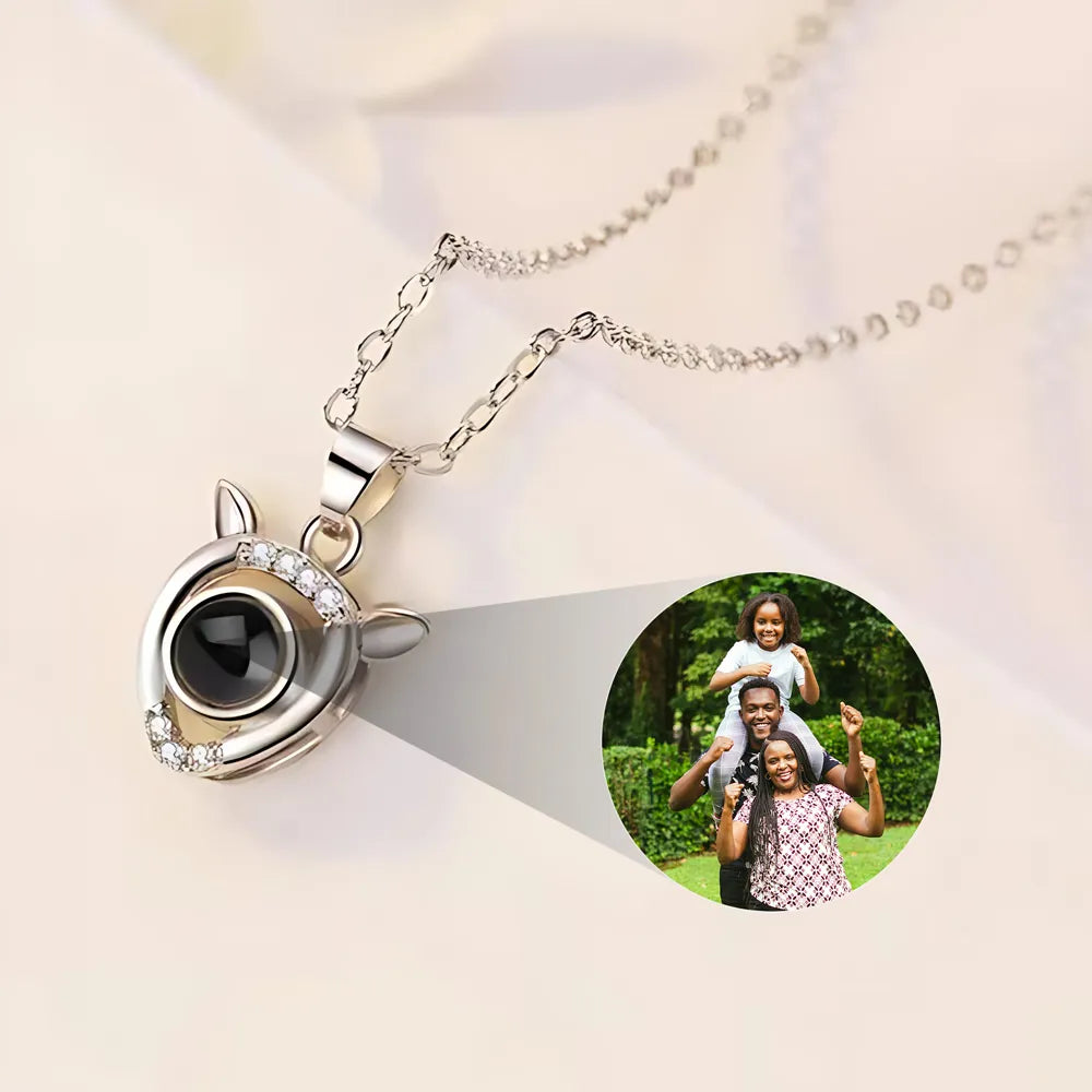 Cute sheep head photo projection necklace with custom image inside